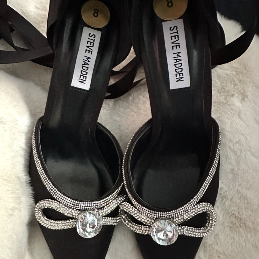 Steve Madden Black Crystal Embellished Heels